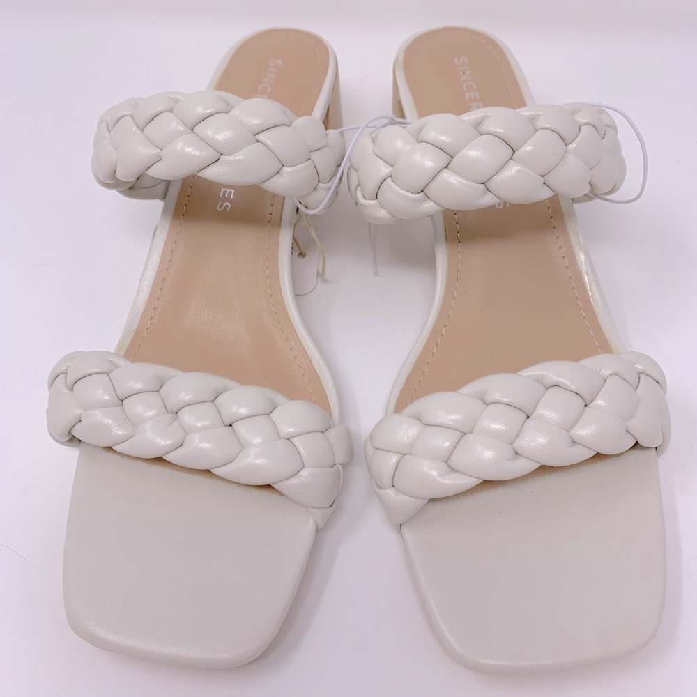 NWT Sincerely Jules Braided Wooden Onyx Block Heel - Picture 2 of 6